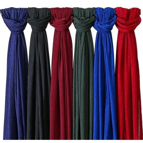 2020High quality women muslim malaysia ruffle chiffon scarf islamic shawls headwear long wraps pleated solid plain chiffon hijab