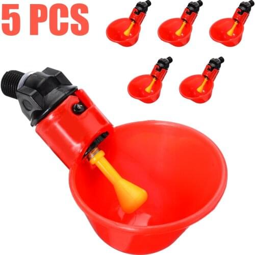 5pcs Automatic Water Bowl Drinker Cups for Backyard Chicken Brid Flock Poultry Quail Drinker Waterer Bowl Farm Use