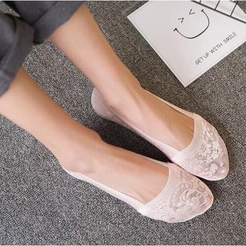 Apparel Accessories Womens Socks Nylon jacquard silicone antiskid lace lady low cut ped sock 10 pair/lot mix