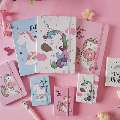 2020 Cute Ins Unicorn Notebook A5A6 Hard Copy Diary 96Sheets/192page Horizontal Page Notepad Korean Stationery School Supplies