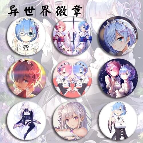 Big Japan Anime Cloth Brooch Fashion Jewelry Cartoon Coin Badge Breastpin Ornament Pins Rem Ram Cosplay Home Decor