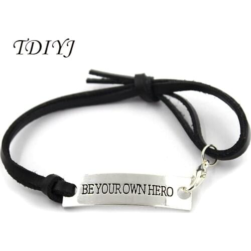TDIYJ Engraved Letter Bracelets 22CM Women Inspirational Charms Bracelets Simple Adjustable Leather Pulseras Mujer 20pcs/lot