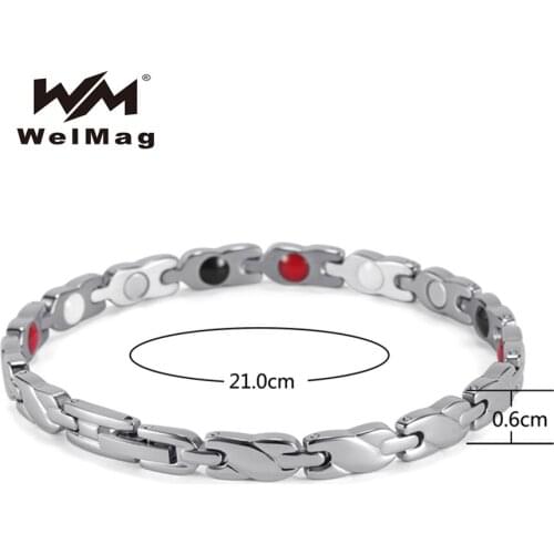 WelMag Stainless Steel Health Bracelets For Women Jewelry 4 Elements Magnetic Therapy Wristband Adjustable Dropshipping 2021