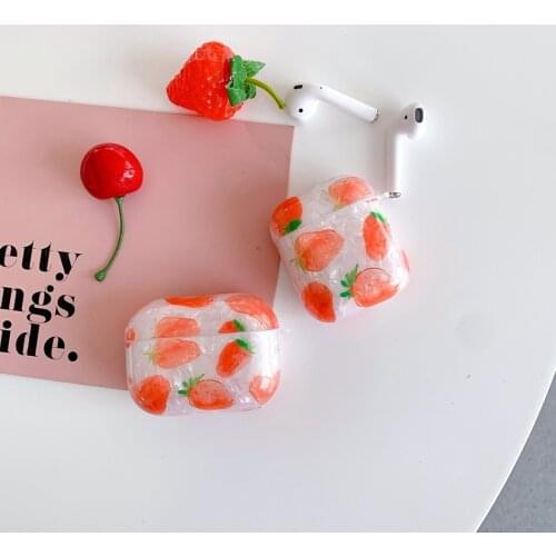 For AirPods Case Fashion Strawberry Pattern Shell Conch Earphone Case For AirPods 2 3 AirPods Pro Soft Luxury Headphone Cover