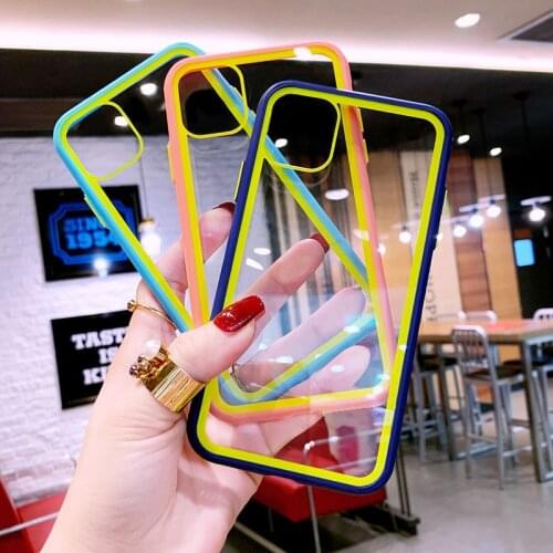 Dual Color Transparent Acrylic Case for Samsung A30s A50 A50s A51 A71 Capa for Samsung S20 Plus Note 20 Ultra Soft Clear Cover