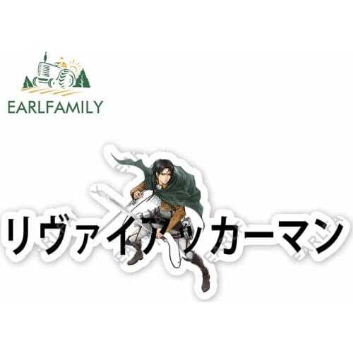 EARLFAMILY 13cm x 5.8cm for Attack on Titan Levi Ackerman Car Stickers Camper Car Accessoires Decal Graffiti Surfboard Laptop RV