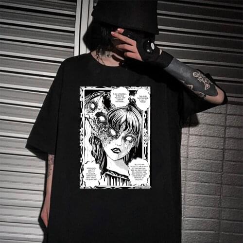 Harajuku T ShirtJunji Ito Horror Manga Uzumaki T-Shirt Women Fashion Top Anime T Shirt
