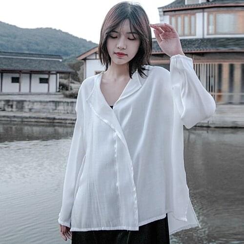 Johnature Satin Blouses