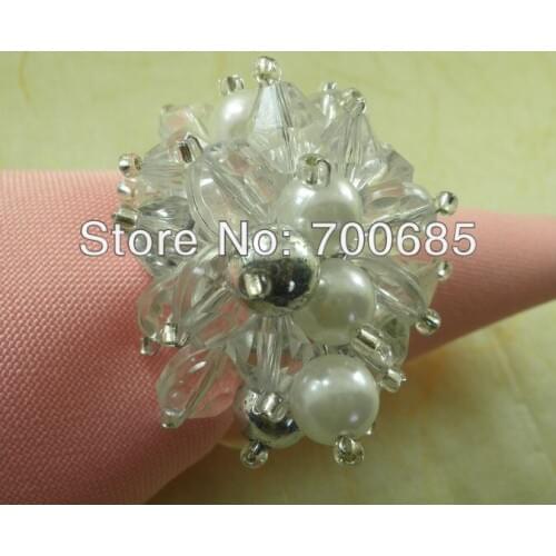 Clear crystal beades napkin rings,bulk napkin holder