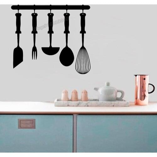 Kitchen kitchenware Wall Sticker Art Knife Fork Spoon Wall Decal Kitchen Wall Decor Design Vinyl Kitchen Decal Handmade B008