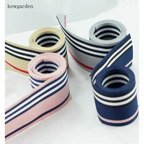 Kewgarden 22mm 35mm Stripe Polyester Satin Ribbons Handmade Tape DIY Bow Accessories Packing Webbing 10 Yards