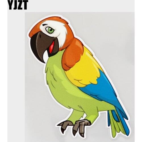 YJZT 11.1CM×13.9CM Decal Happy Parrot Smiling Waterproof PVC Car Sticker 11C-0455