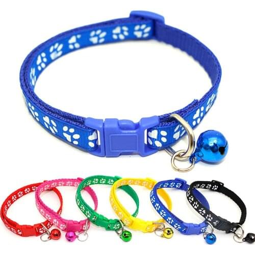 New Cute Cartoon Pet Collars Puppy Adjustable Polyester Necklace Lovely With Bells Print Cat Dog Necklace Collar Supply