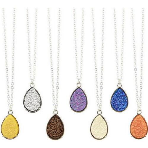 Wholesale Fashion Jewelry Druzy Water Drop Pendant Necklace for Women Jewellery