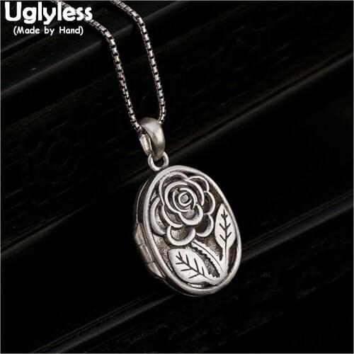 Uglyless 100% Real Solid 925 Sterling Silver Handmade Flower Pendants Necklaces NO Chain Thai Silver Open Box Pendant Fine Jewel