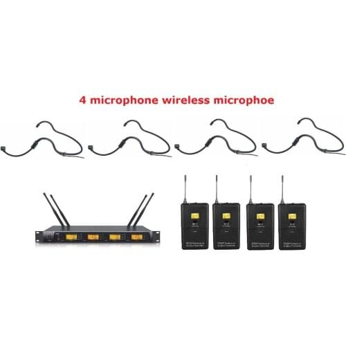 Professional 4X100 Channel UHF Wireless Beige Headset Microphone Mic For Stage