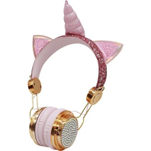 Cartoon Unicorn Wired Headphone Girls Daughter Music Stereo Earphone Computer Phone Headset Kids Gift Cute Unicorn With Mic