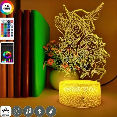 Anime Night Light LED Girl Figure 3D Picture Lamp Touch Sensor Nightlight Bedroom Hotel Gaming Room Decoration Bluetooth Base