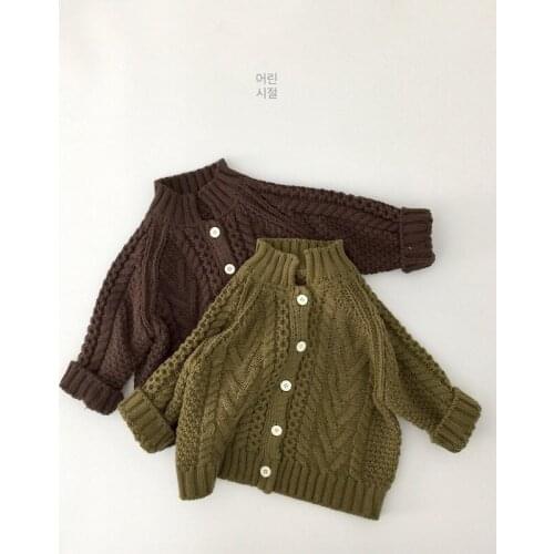 Girls Sweater Kids Coat Outwear 2021 Simple Plus Velvet Thicken Warm Winter Knitting Tops Cotton Cardigan Childrens Clothing