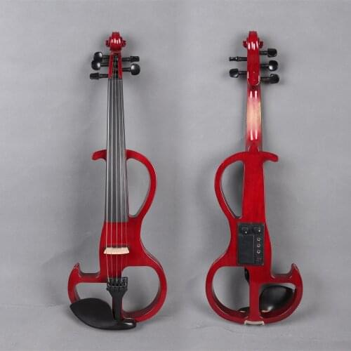 Yinfente 5String Red Electric Silent Violin Wooden Body Sweet Sound Free Case+Bow#EV2