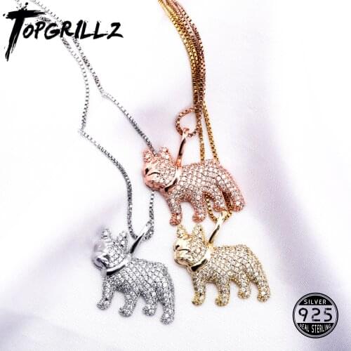 TOPGRILLZ 925 Sterling Silver Lucky DOG Pendant Iced Out Cubic Zircon Pendant Hip Hop Fashion Delicate Jewelry For Gift Women