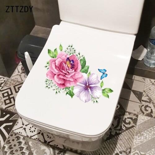 ZTTZDY 24.6CM×17.9CM Hand Painted Flower Branch Butterfly Wall Stickers Home Toilet Decoration T2-0926