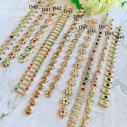 1Yard Rhinestone Plastic Chain Plated Gold Sew On Trim for DIY Wedding Costume Applique Jewelry Craft Accessories D40-49