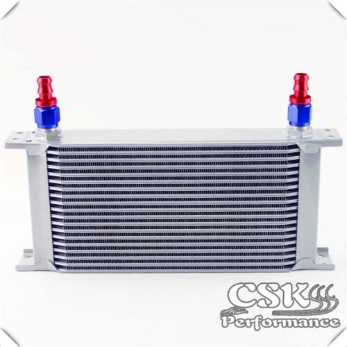 19 Row 8AN Universal Engine Oil Cooler 3/4"UNF16 + 2pcs AN8 Straight Fittings