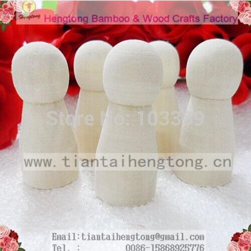 5PCS/pack of Peg Dolls Kids Brain Game Toys Unfinished Wooden Women doll DIY craft