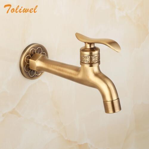 Free Shipping Extra Long Antique Artistic Lever Handle Wall Mount Garden Laundry Mop Sink Washing Machine Faucet Tap Cold Water