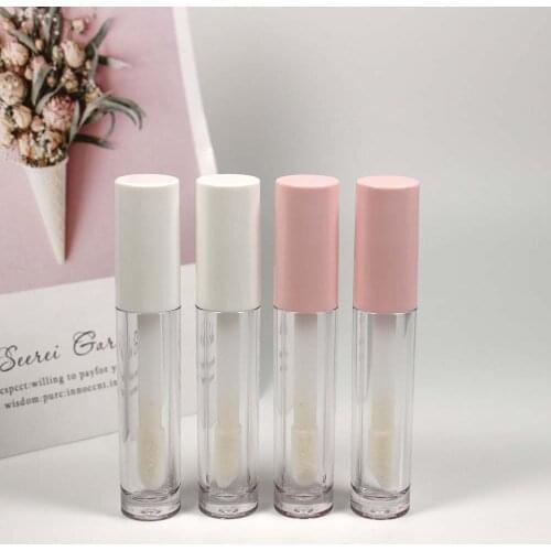 6ml Wholesale and Retail PETG Pink / White Lipgloss Tube Big Wands/Brush