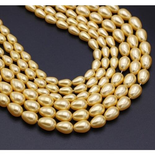 Natural Shell Beaded Round Water Drop Shape Imitation Pearl Shell Loose Bead for Making Jewelry Necklace Bracelet Accessories