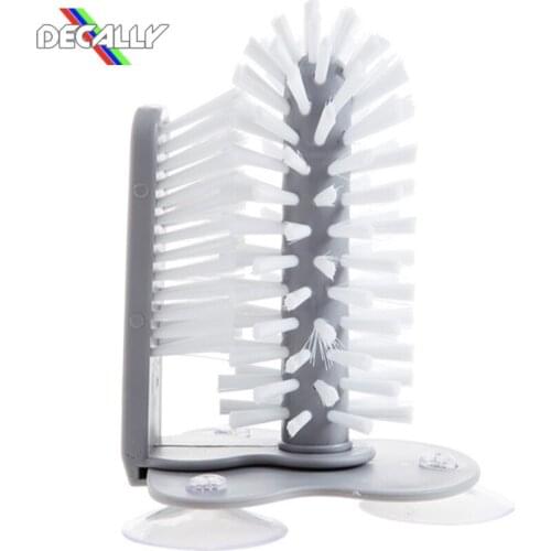 Cleaner Bottles Brush Cup Scrubber Glass Sink Kitchen Accessories 2 In 1 Drink Mug Wine Suction Cup Cleaning Brush Gadgets