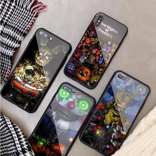 Full Ultimate Group FNAF Luxury Tempered Glass Case For iPhone 11 12Pro Max X XS MAX 8 7 6 5 Plus Phone Back Cover Case Shell