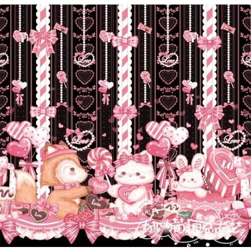 Lovely Rabbit Fox Four Way Stretch Polyester Fabric for Girl Summer Dress Skirt Blouse Pants DIY