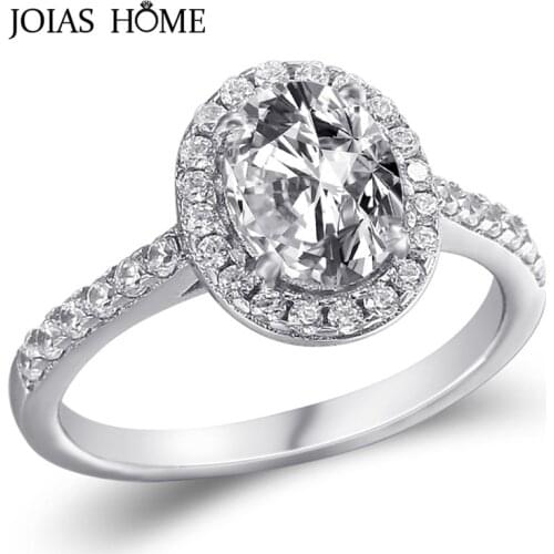 Joihashome Classic 100% 925 Sterling Silver Ring For Charm Women With Oval Shape Gemstones Wedding Party Anniversary Gift