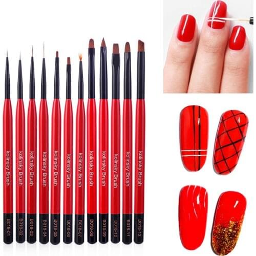 UV Gel Brush Liner Painting Pen Acrylic Drawing Brush for Nails Gradient Rhinestone Handle Nail Art Tool