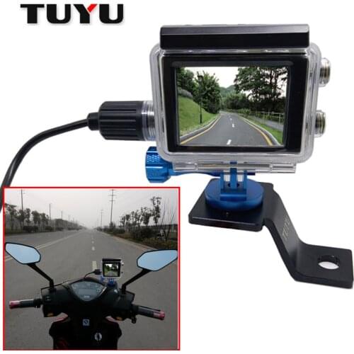 TUYU aluminum motorcycle rearview mirror bracket bracket Gopro Hero 7 6 5 4 3+ millet easy SJCAM EKEN charging waterproof shell