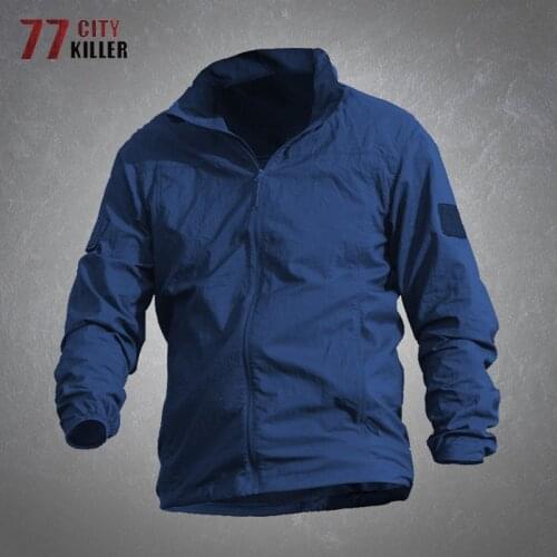 Outdoor Waterproof Quick Dry Tactical Skin Jacket Men Summer Thin Breathable Hooded Sunscreen Windbreaker Military Jackets Mens