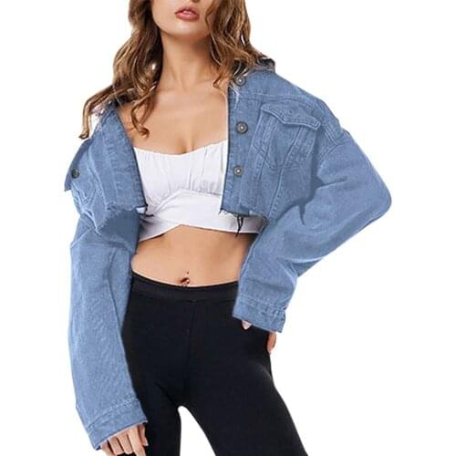 Women Long Sleeve Jackets Denim Short Coat Ladies Casual Jacket Outwear Jeans Overcoat Motorcycle Biker Streetwear Jackets