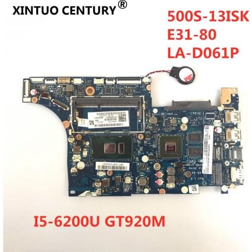 LA-D061P BIVS3/BIVE3 Motherboard FOR Lenovo Ideapad 500S-13ISK E31-80 Laptop Motherboard CPU I5-6200U GT920M 100% Fully Tested