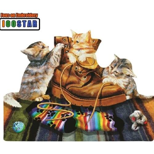 Diy Diamond Cross Stitch Set Square/Circle Diamond Embroidery Cats and Boots Picture Sewing Diamond Mosaic Home Decor