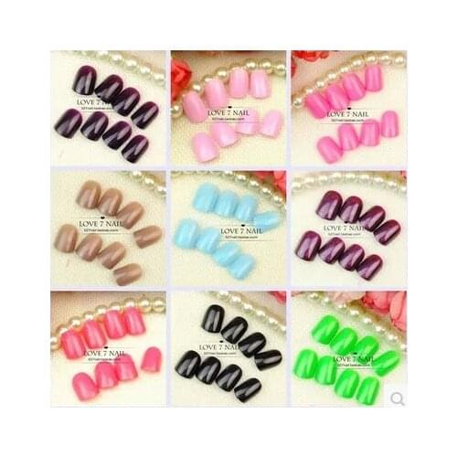 High quality pure color false nails set 24pcs Multiple candy color cute Japanese fake nails short full nail tips french makeup