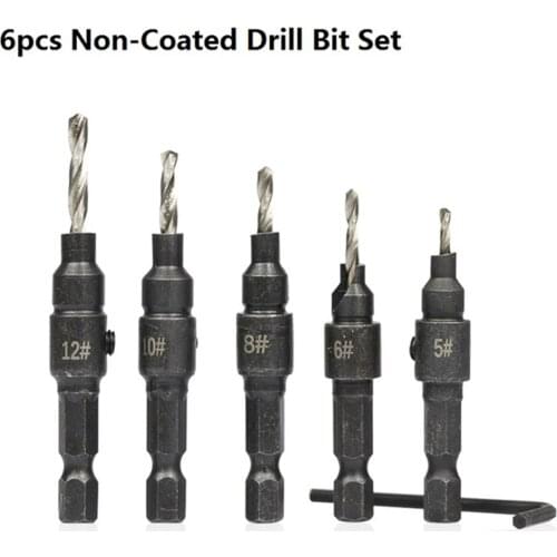 6pcs bench drill set hex rod wood hole cutter drilling pilot holes for twist screw drill # 5