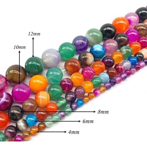 Natural Stone Deep Colorful Veins Loose Beads Round Carnelian DIY Beaded for Women Jewelry Making Bracelets Necklaces J125