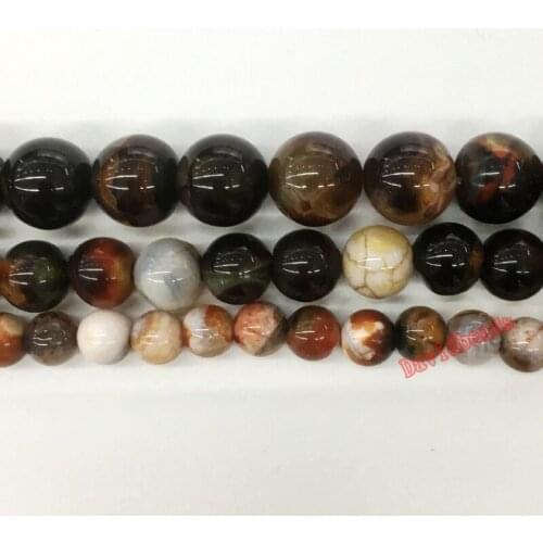 Wholesale Natural Ice Crack Fire Agates Round Natural Stone Beads for Jewelry Making DIY Bracelet Necklace 6 8 10mm 15