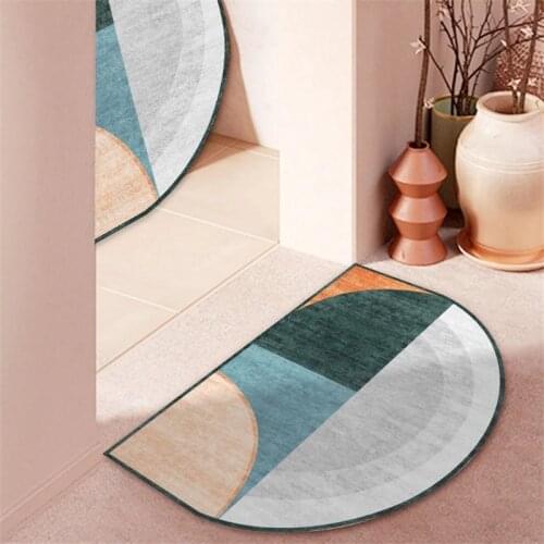 Anti-slip Doormat Semicircle Entrance Mats Dust Proof Area Rug Removable Floor Carpet for Living Room Bathroom Footpad Decor