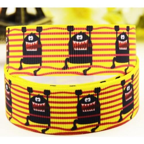 22mm 25mm 38mm 75mm Monster Cartoon printed Grosgrain Ribbon party decoration 10 Yards X-03318