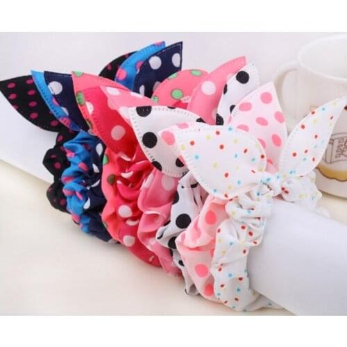 2014 Korean Style Hair Band JD6103 Rabbit Ears Hair rope Bow Elastic Hair Ring Child Lovely Accessory 12 colors Mix 24pcs/lot