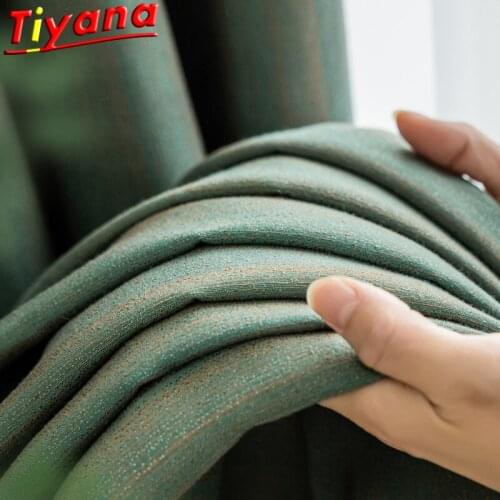 Nordic Luxury Linen Green Gradient Shiny Blackout Curtains for Living Room Bedroom Thickened Smooth Drooping Window Drapes #VT